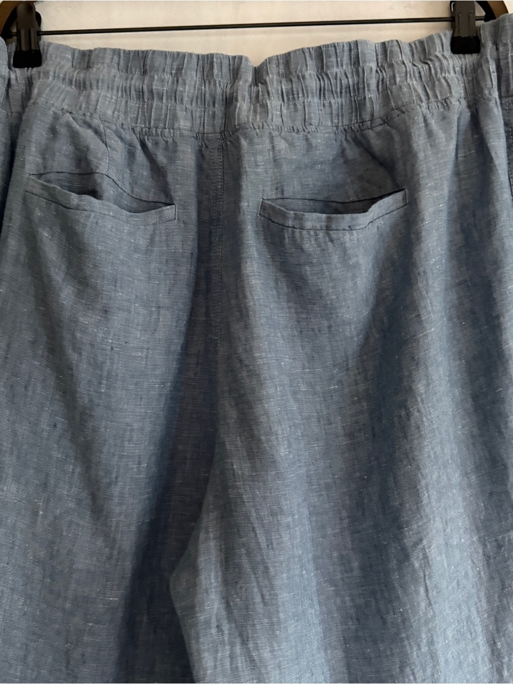 Athleta Cabo Linen Wide Leg Pull On Drawstring Chambray Blue Pants  Size 20 - Picture 10 of 16
